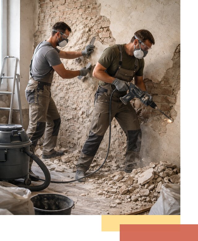 Демонтаж штукатурки со стен в Анжеро-Судженске быстро и аккуратно