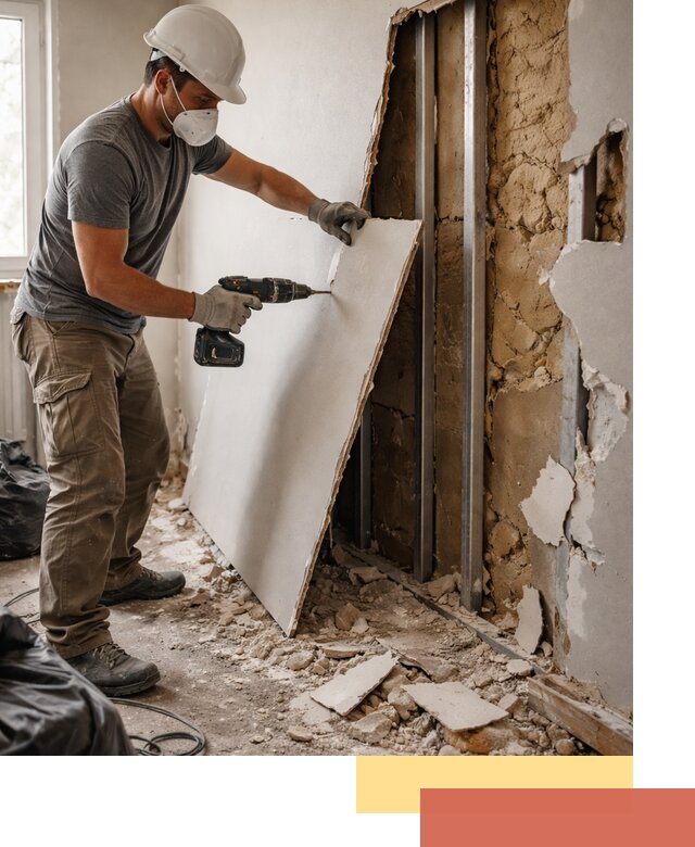 Демонтаж гипсокартона со стен в Анжеро-Судженске качественно и быстро