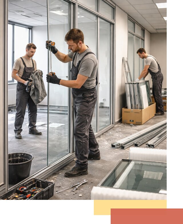 Демонтаж стеклянных перегородок в Анжеро-Судженске быстро и безопасно