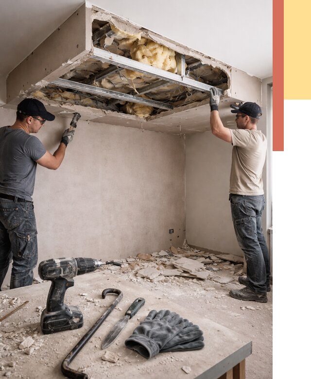 Демонтаж короба из гипсокартона в Анжеро-Судженске от 1559 руб. — быстро и недорого | ОТДЕЛОЧНИК-Нжр