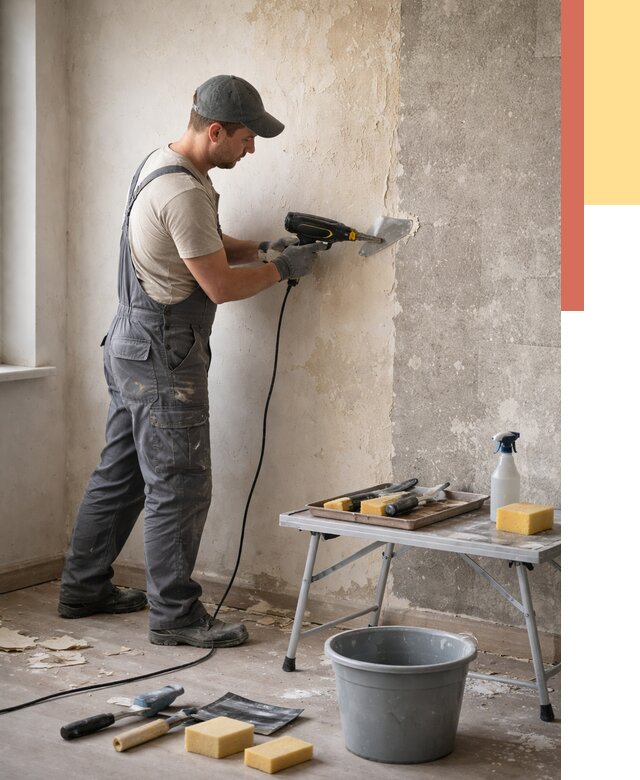 Очистка стен от клея в Анжеро-Судженске от 1898 руб. — снятие и удаление клея со стен | ОТДЕЛОЧНИК-Нжр