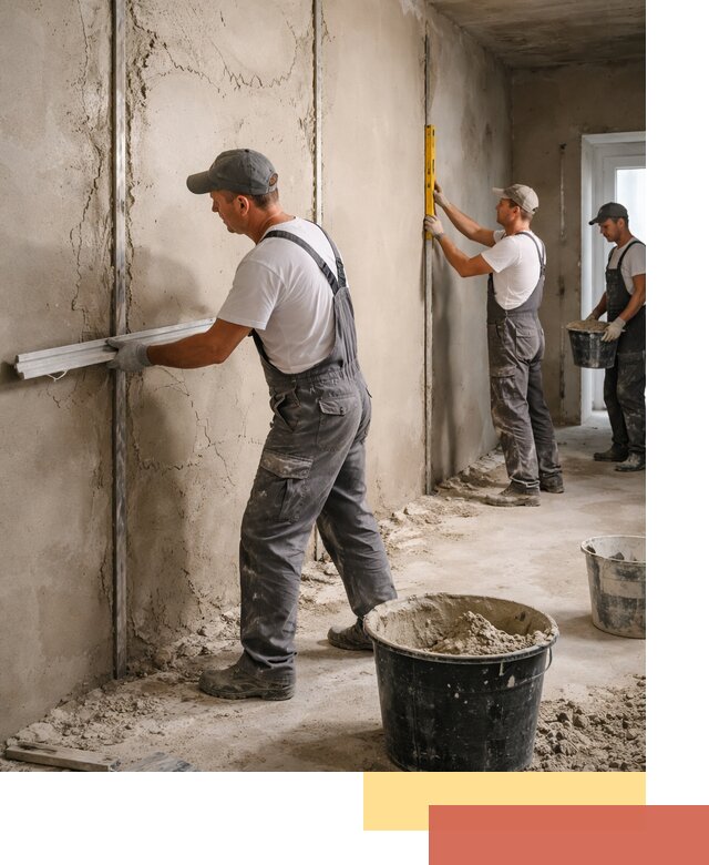 Штукатурка стен по маякам в Анжеро-Судженске — точная и ровная поверхность