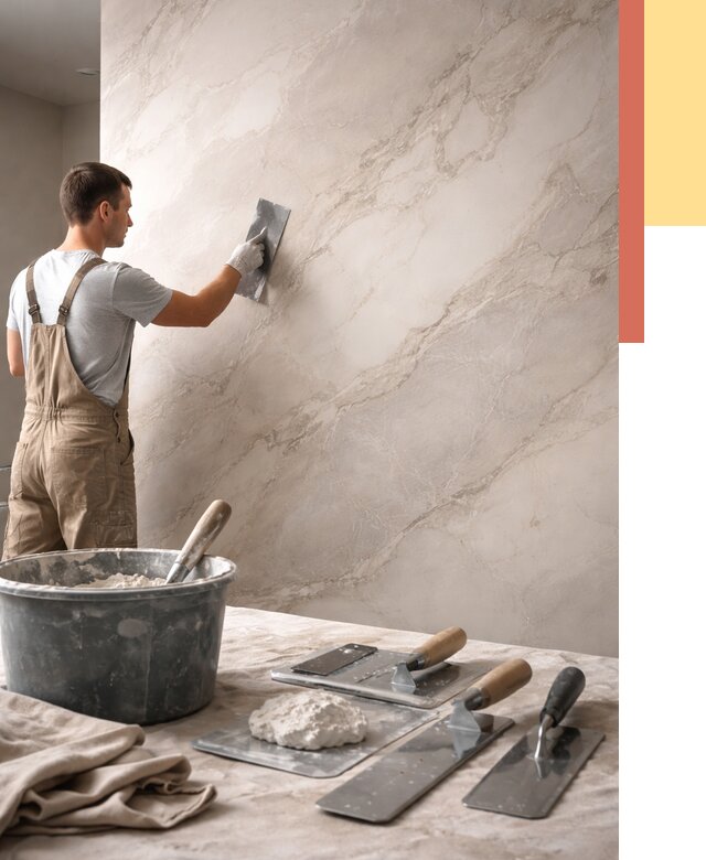 Декоративная штукатурка под мрамор в Анжеро-Судженске от 2872 руб./м² — быстро и недорого | ОТДЕЛОЧНИК-Нжр