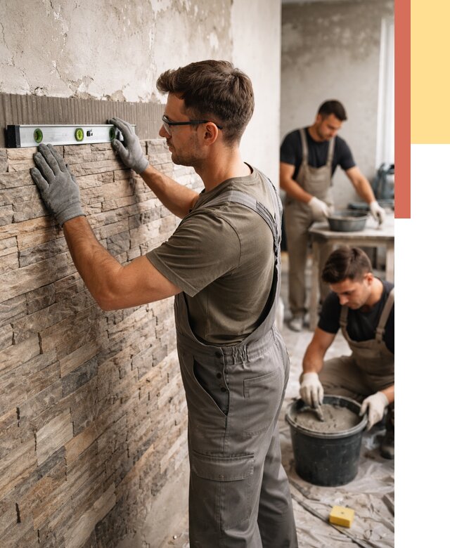 Монтаж искусственного камня в Анжеро-Судженске от 4616 руб. под ключ | ОТДЕЛОЧНИК-Нжр