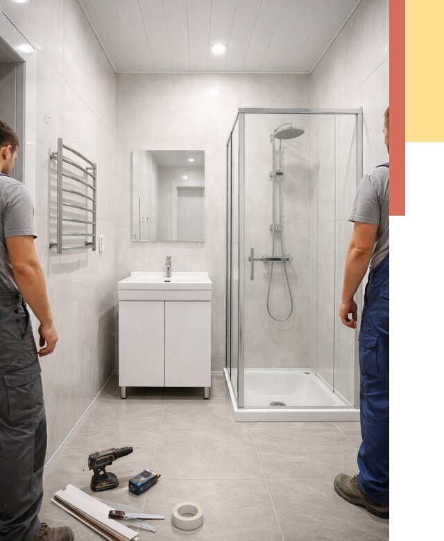 Отделка ванной комнаты панелями ПВХ в Анжеро-Судженске от 4616 руб. за м2 | ОТДЕЛОЧНИК-Нжр