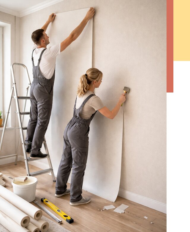 Поклейка флизелиновых обоев в Анжеро-Судженске от 6154 руб. | Быстро и недорого — ОТДЕЛОЧНИК-Нжр