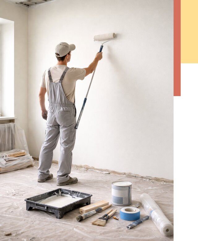 Покраска стен водоэмульсионной краской в Анжеро-Судженске от 462 руб. за м² | ОТДЕЛОЧНИК-Нжр