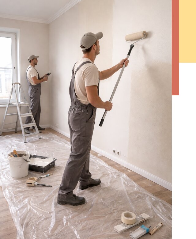 Покраска стен акриловой краской в Анжеро-Судженске от 3590 руб./м² — быстро и недорого | ОТДЕЛОЧНИК-Нжр