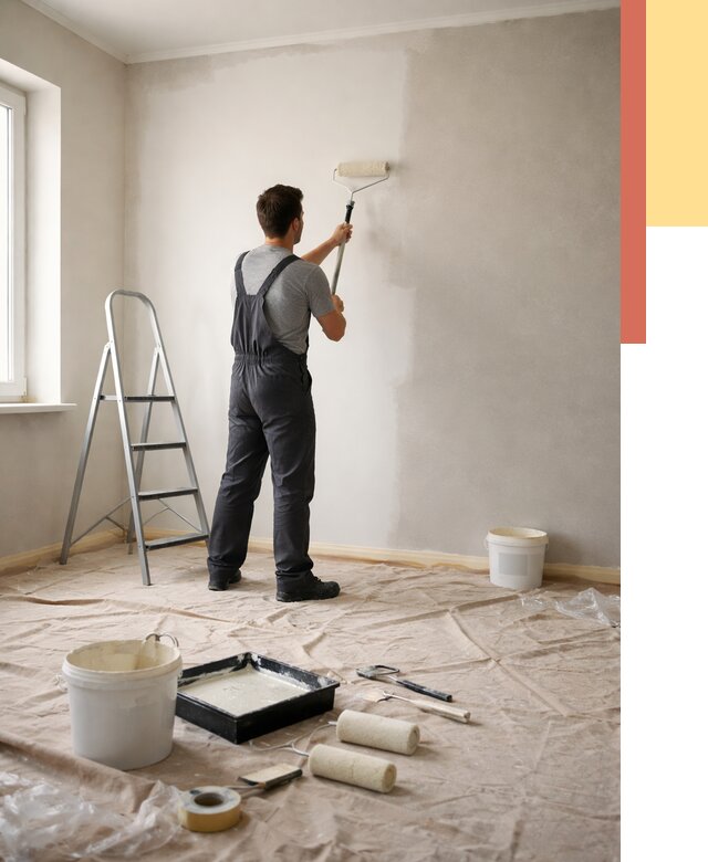 Покраска стен моющейся краской в Анжеро-Судженске от 359 руб./м² — быстро и недорого | ОТДЕЛОЧНИК-Нжр