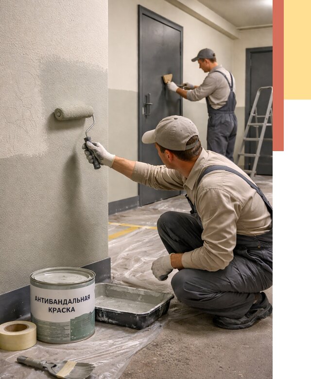 Покраска стен антивандальной краской в Анжеро-Судженске от 4616 руб./м² под ключ | ОТДЕЛОЧНИК-Нжр