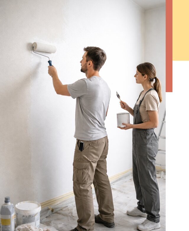 Окраска стен по стеклохолсту в Анжеро-Судженске от 4616 руб/м² под ключ | ОТДЕЛОЧНИК-Нжр