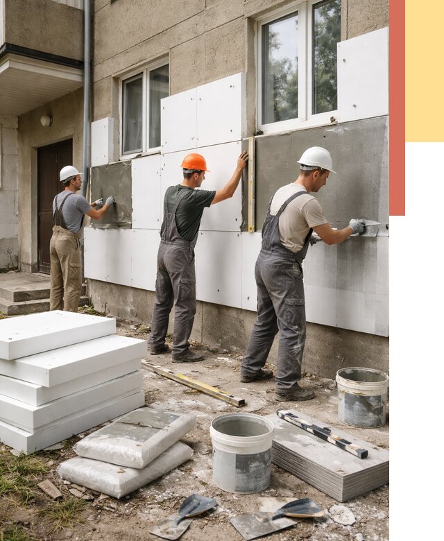 Утепление стен пенопластом в Анжеро-Судженске от 1795 руб. — недорого и под ключ | ОТДЕЛОЧНИК-Нжр