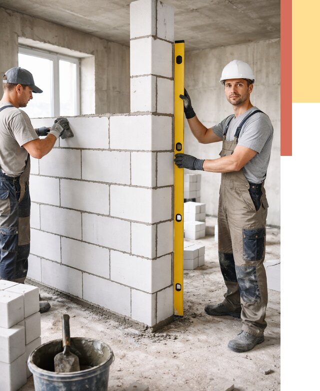 Кладка перегородок из пеноблока в Анжеро-Судженске от 1846 руб. под ключ | ОТДЕЛОЧНИК-Нжр