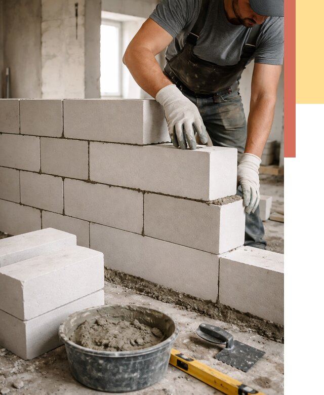 Кладка перегородок из силикатного блока в Анжеро-Судженске от 4103 руб. под ключ | ОТДЕЛОЧНИК-Нжр