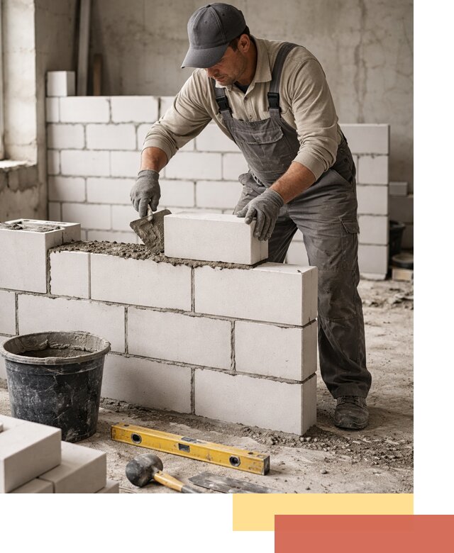 Кладка перегородок из силикатного блока в Анжеро-Судженске