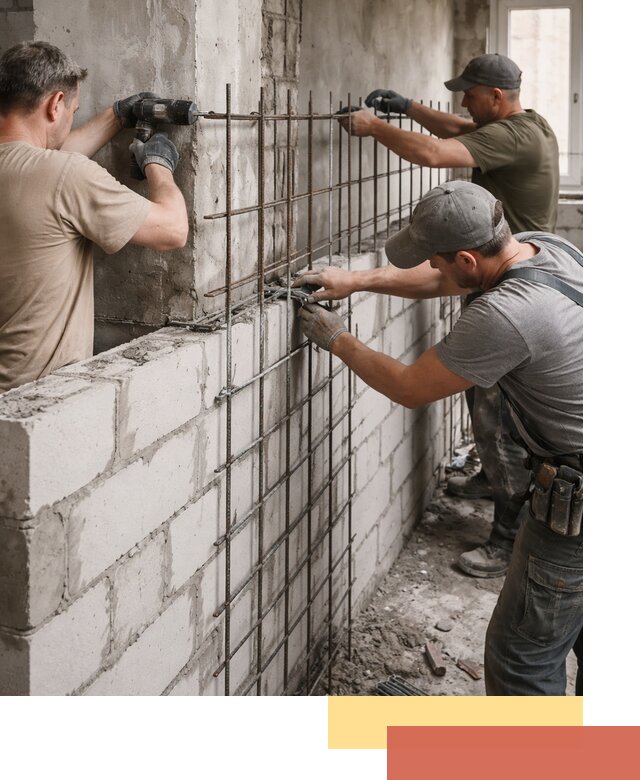 Армирование кладки перегородок в Анжеро-Судженске профессионально и надёжно