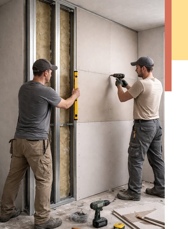 Монтаж двухслойной перегородки из гипсокартона в Анжеро-Судженске от 1487 руб. | ОТДЕЛОЧНИК-Нжр