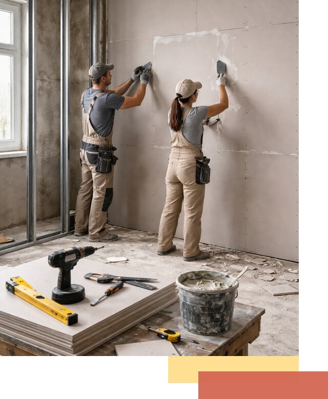 Монтаж двухслойной перегородки из гипсокартона в Анжеро-Судженске