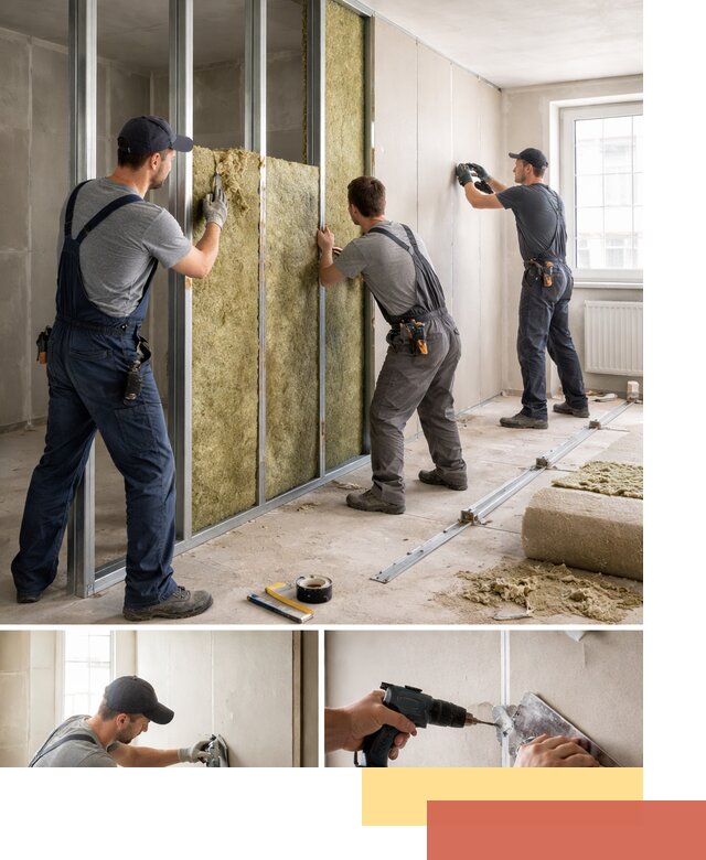 Перегородка из гипсокартона с шумоизоляцией в Анжеро-Судженске — монтаж под ключ