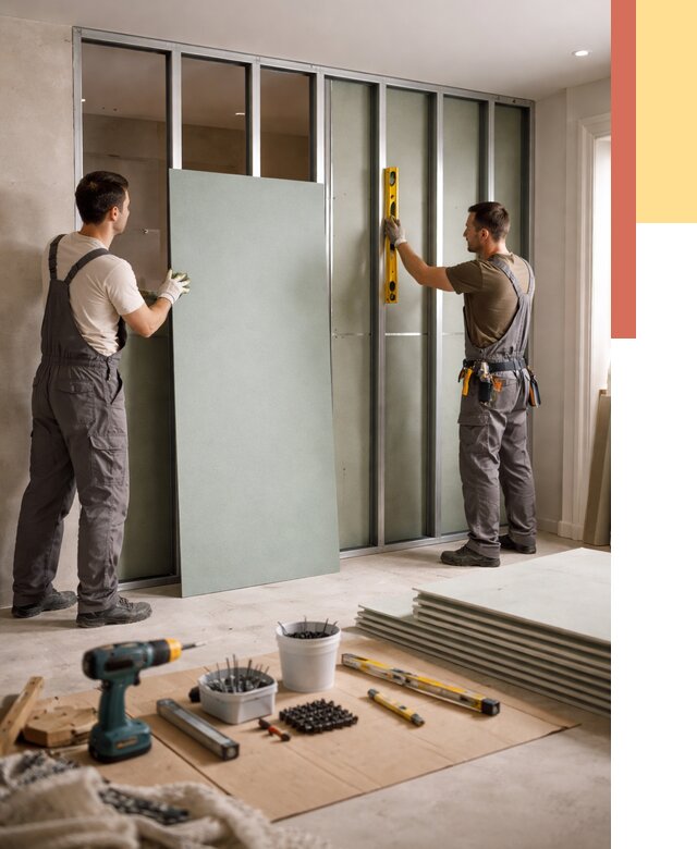 Перегородка из влагостойкого гипсокартона в Анжеро-Судженске от 4923 руб. — монтаж под ключ | ОТДЕЛОЧНИК-Нжр