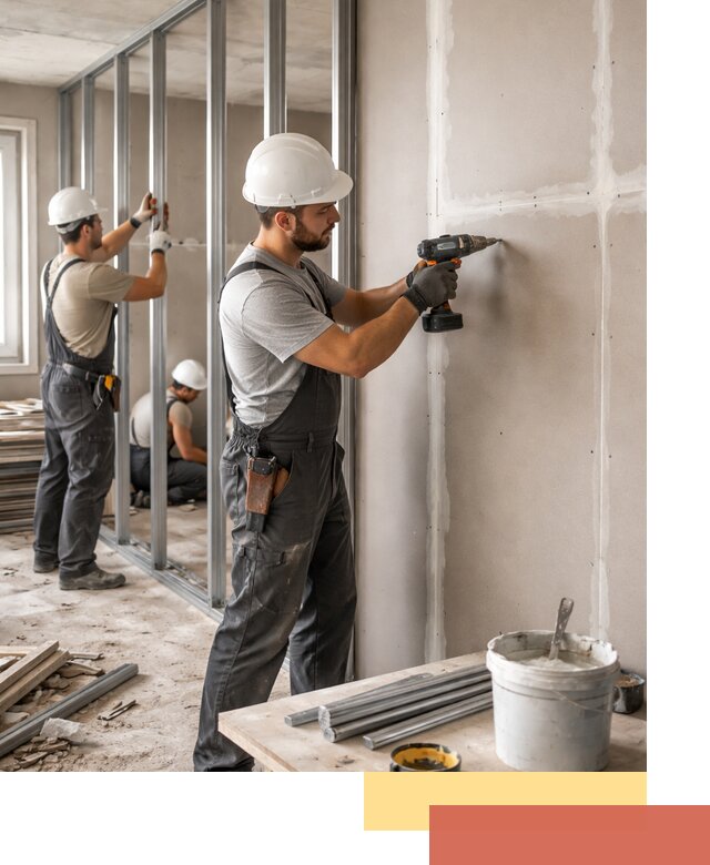 Перегородки из огнестойкого гипсокартона в Анжеро-Судженске под ключ