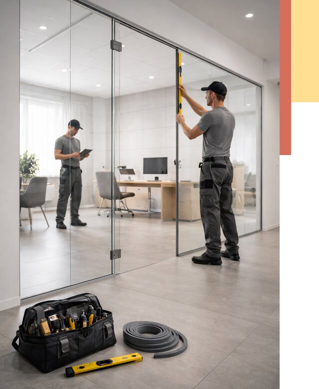 Цельностеклянные перегородки под ключ в Анжеро-Судженске от 9744 руб. — монтаж и цены | ОТДЕЛОЧНИК-Нжр