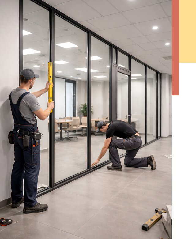 Каркасные стеклянные перегородки в Анжеро-Судженске под ключ от 9436 руб. | ОТДЕЛОЧНИК-Нжр