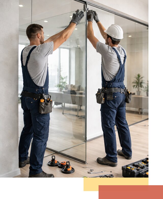 Безрамные стеклянные перегородки под ключ в Анжеро-Судженске