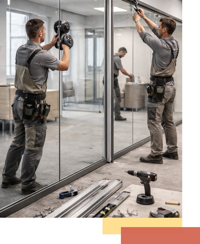 Стеклянные офисные перегородки под ключ в Анжеро-Судженске