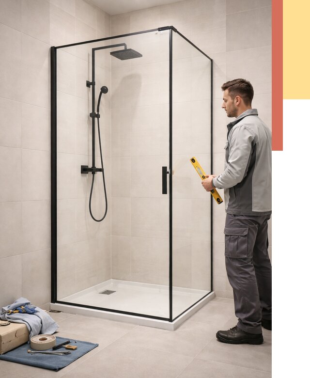 Стеклянные перегородки для душа в Анжеро-Судженске от 12821 руб. | Монтаж под ключ — ОТДЕЛОЧНИК-Нжр