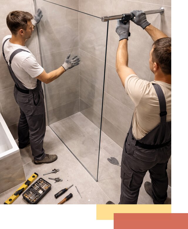 Стеклянные перегородки для душа в Анжеро-Судженске — изготовление и монтаж