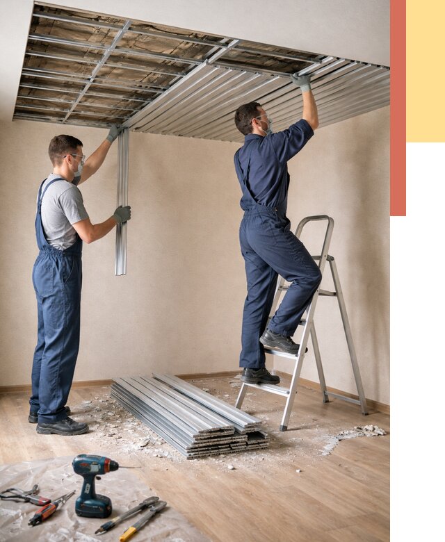 Демонтаж реечного потолка в Анжеро-Судженске от 4616 руб. быстро и недорого | ОТДЕЛОЧНИК-Нжр