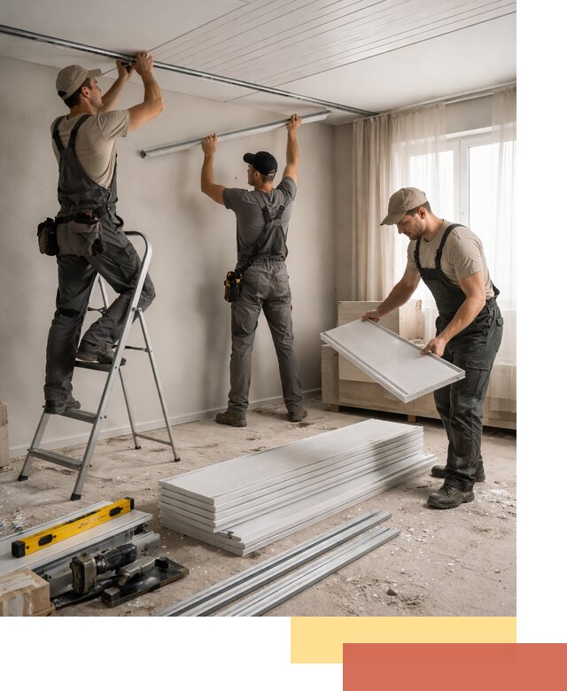 Монтаж потолка из ПВХ панелей в Анжеро-Судженске оперативно и качественно