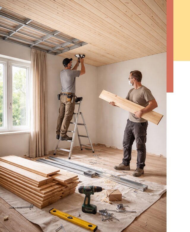 Монтаж потолка из вагонки в Анжеро-Судженске от 6667 руб. | Быстро и недорого — ОТДЕЛОЧНИК-Нжр