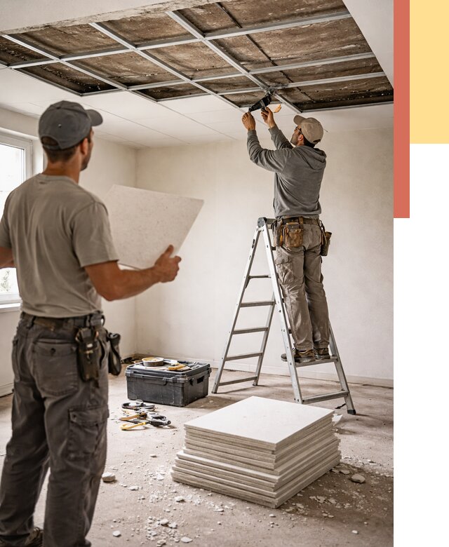 Замена плит подвесного потолка в Анжеро-Судженске от 1795 руб. быстро и недорого | ОТДЕЛОЧНИК-Нжр