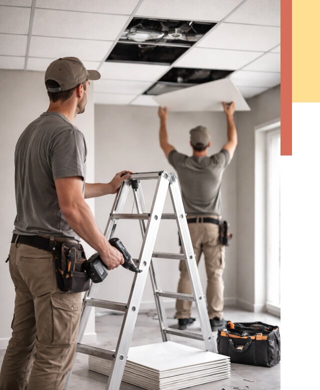 Обслуживание подвесного потолка в Анжеро-Судженске от 3590 руб. — быстро и недорого | ОТДЕЛОЧНИК-Нжр