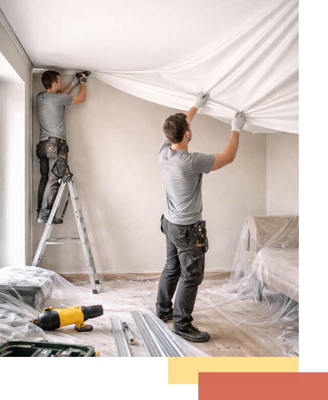 Монтаж тканевого натяжного потолка в Анжеро-Судженске недорого и быстро