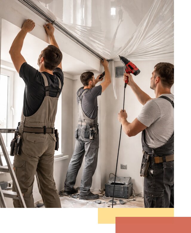 Монтаж глянцевого натяжного потолка в Анжеро-Судженске быстро и качественно