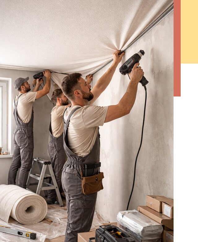 Монтаж фактурного натяжного потолка в Анжеро-Судженске от 769 руб. — ОТДЕЛОЧНИК-Нжр