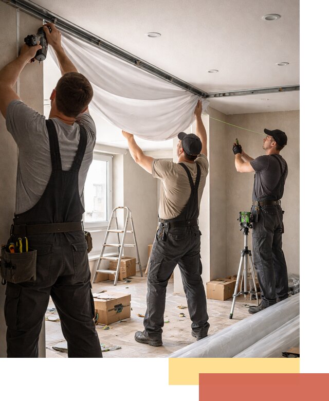 Монтаж парящего натяжного потолка под ключ в Анжеро-Судженске