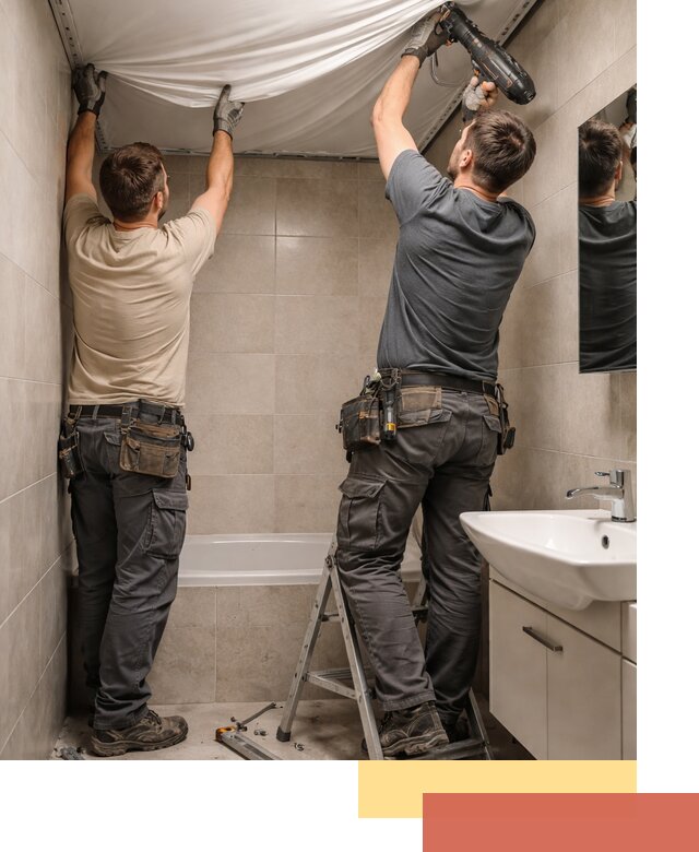 Монтаж натяжного потолка в ванной в Анжеро-Судженске быстро и качественно