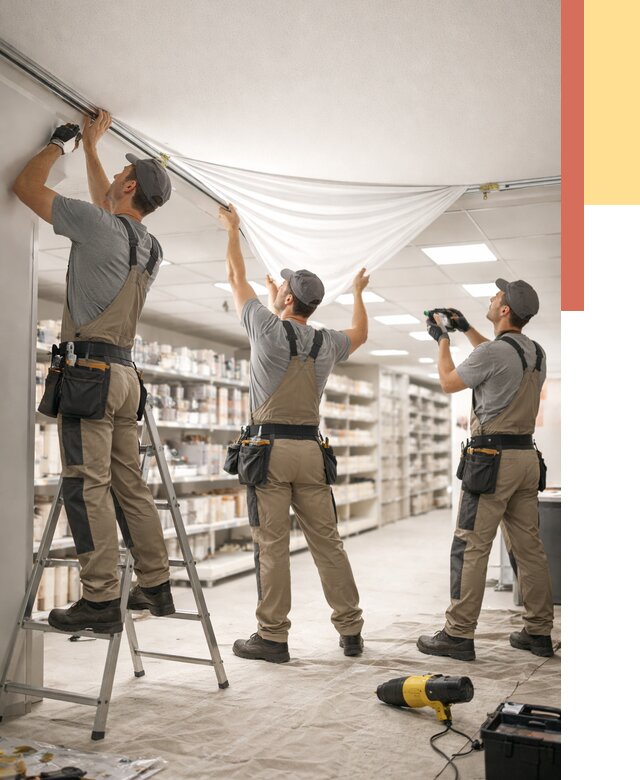 Монтаж натяжного потолка в магазине в Анжеро-Судженске от 4616 руб. быстро и недорого | ОТДЕЛОЧНИК-Нжр