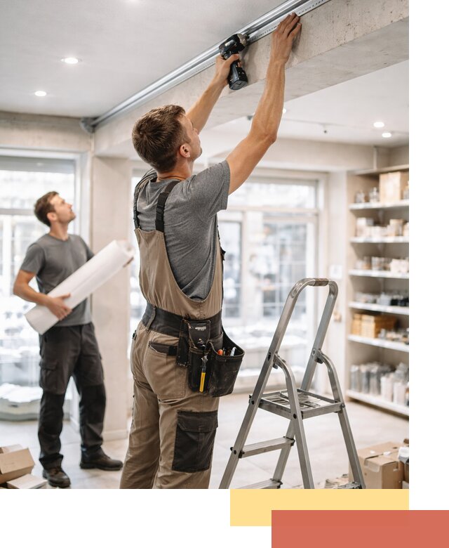 Монтаж натяжных потолков в магазине в Анжеро-Судженске