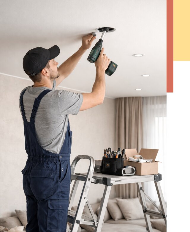 Установка и монтаж точечных светильников в натяжной потолок в Анжеро-Судженске от 1846 руб. | ОТДЕЛОЧНИК-Нжр