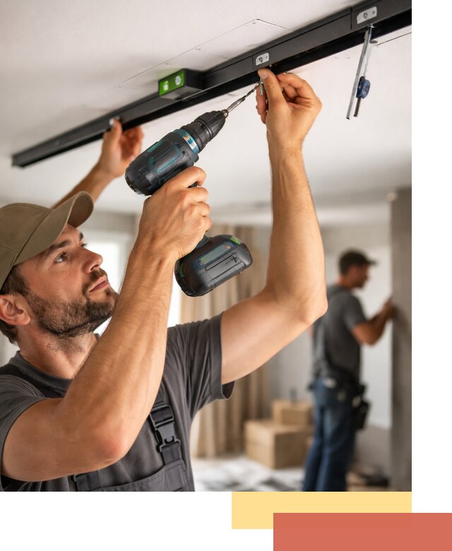 Установка трековых светильников в натяжной потолок в Анжеро-Судженске