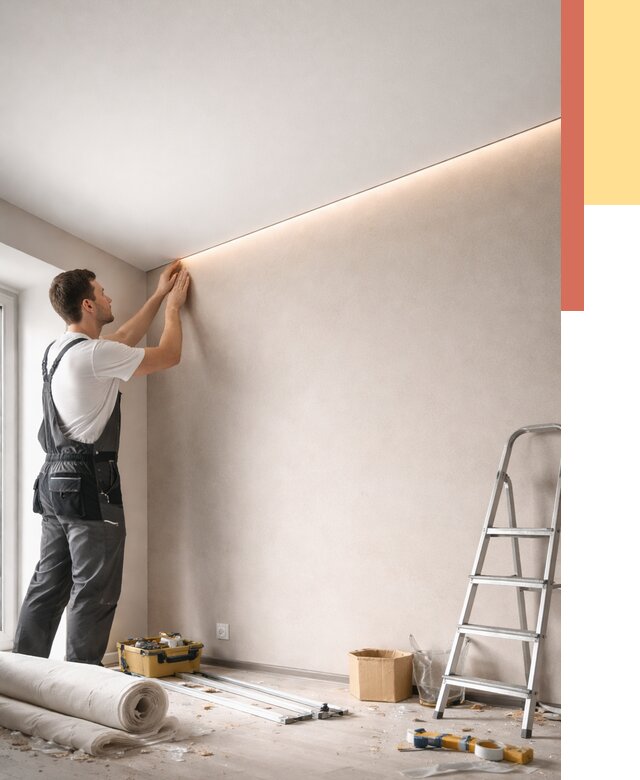 Теневые натяжные потолки в Анжеро-Судженске от 8411 руб. под ключ | ОТДЕЛОЧНИК-Нжр