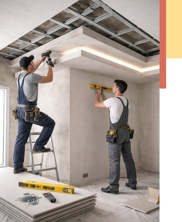 Двухуровневый потолок из гипсокартона в Анжеро-Судженске от 1487 руб. под ключ | ОТДЕЛОЧНИК-Нжр