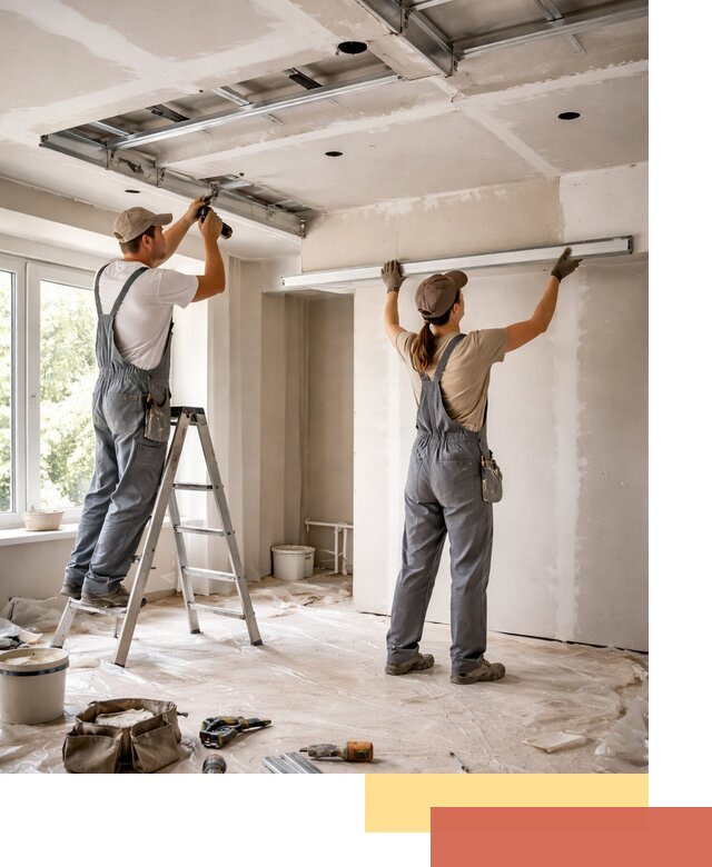 Монтаж многоуровневого потолка из гипсокартона в Анжеро-Судженске