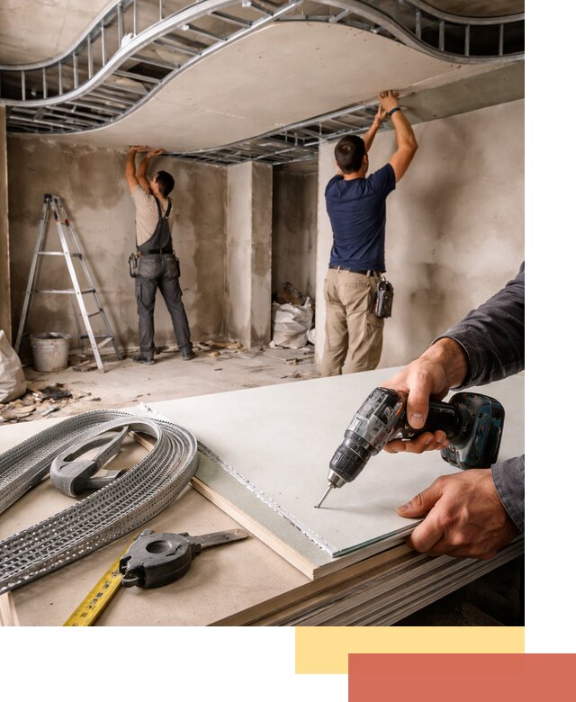 Криволинейный потолок из гипсокартона в Анжеро-Судженске — монтаж и отделка