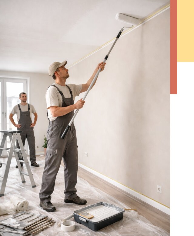 Покраска потолка из гипсокартона в Анжеро-Судженске от 4616 руб./м2 — услуги под ключ | ОТДЕЛОЧНИК-Нжр